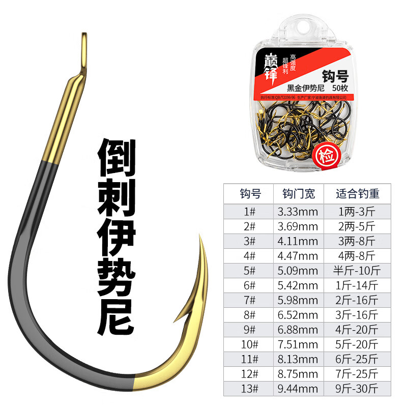 huh新关东无倒刺黑金鱼钩伊势尼伊豆钩散装暴力钓鲫鱼钨钢钩盒装 黑金