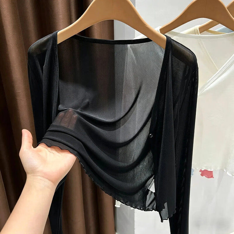 配吊带裙子外搭开衫披肩外套女空调罩衫夏季配裙子披肩 黑色 XL 建议115-130斤