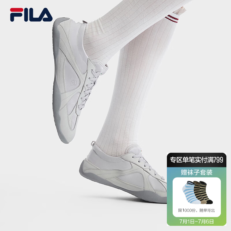 斐乐（FILA）韩素希同款舞纱鞋芭蕾鞋女鞋2026新款休闲鞋薄底鞋运动休闲德训鞋 安静灰/蘑菇灰色-QO 38