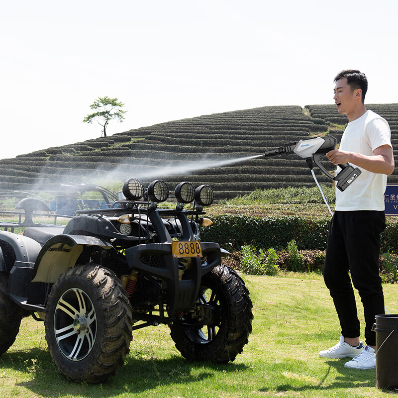 杰瑞泰(JERRYTEC)汽车无线洗车机洗车枪高压枪水枪洗车神器冲洗机纯铜电机五米水管 200W 洗车套装单电-水蜡毛巾水桶