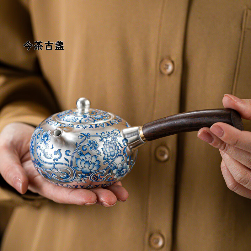 高档鎏银缠枝莲西施壶茶具套装一壶四杯 鎏银缠枝莲西施壶