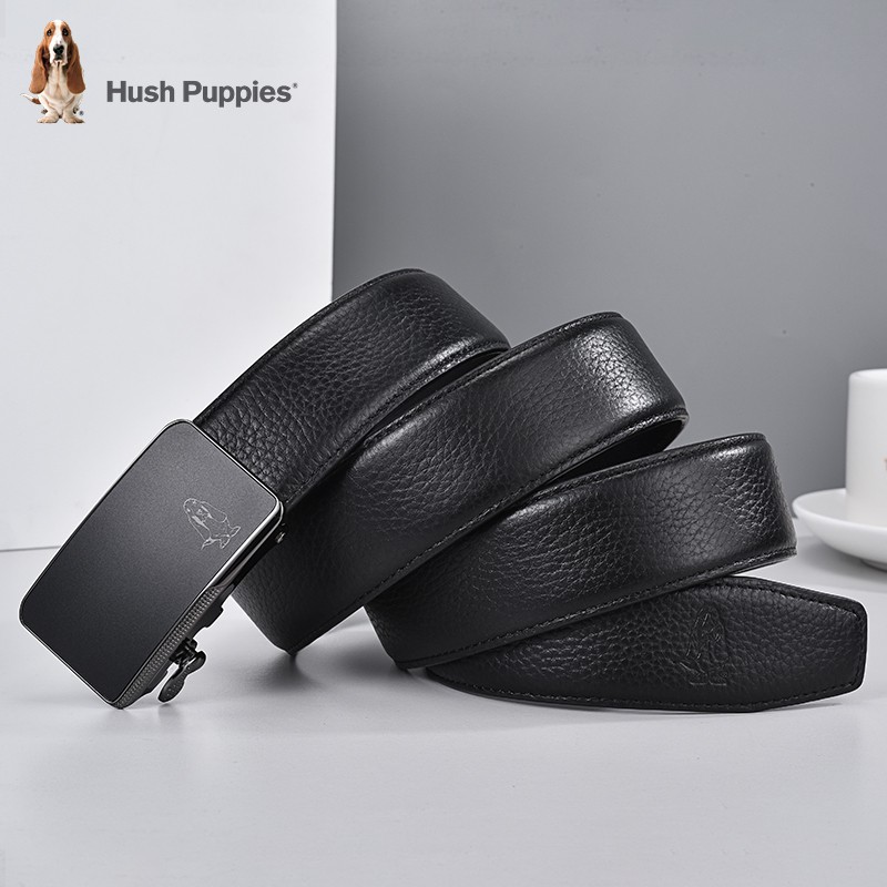 暇步士(Hush Puppies)皮带男士中年轻奢商务休闲真皮内穿内扣式裤腰带自动扣头层牛皮 黑色510 110cm 带身宽度3.5cm