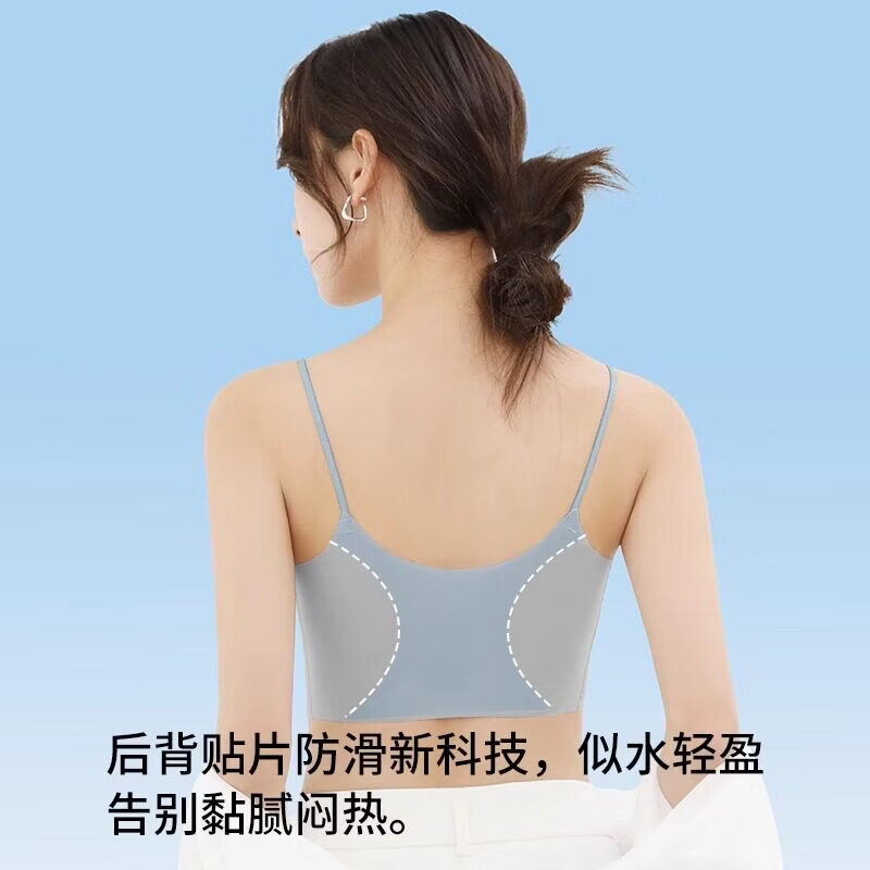 OEING内衣女夏季薄款大胸显小胸防下垂冰丝凉感美背舒适聚拢文胸罩 肤色+浅蓝两件内衣 75A 34BC