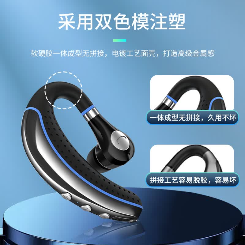 泽耳A8高通芯片商务挂耳式蓝牙耳机双麦通话降噪IPX7防水双设备连接 黑色