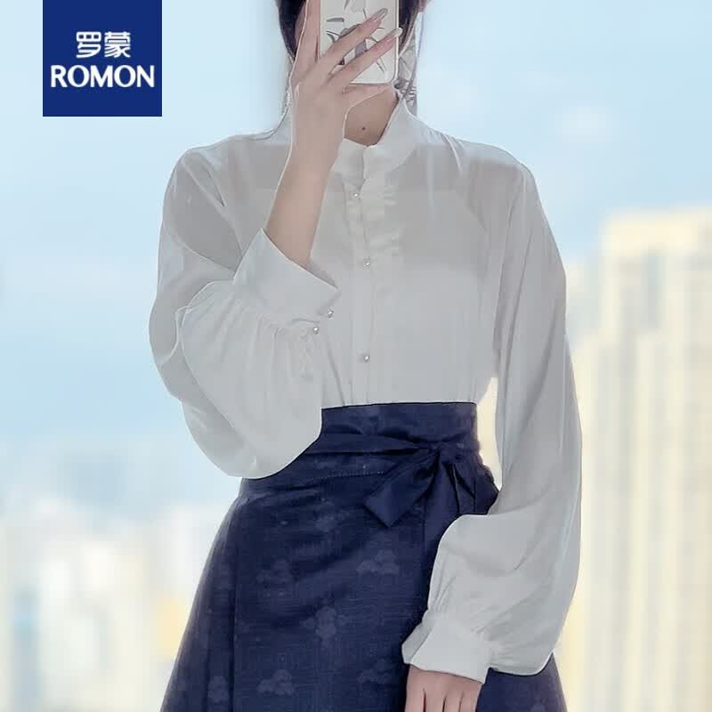 罗蒙（ROMON）明制立领短衫汉服女【锦绣山河】齐腰缎面马面裙日常套装 白色上衣 L使用感如何?