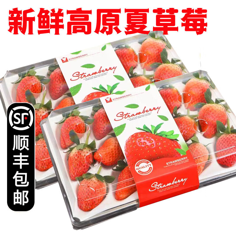 高原草莓【顺丰-多地次日达】夏季酸草莓精品草莓 新鲜水果 3盒 中果【20颗/盒】
