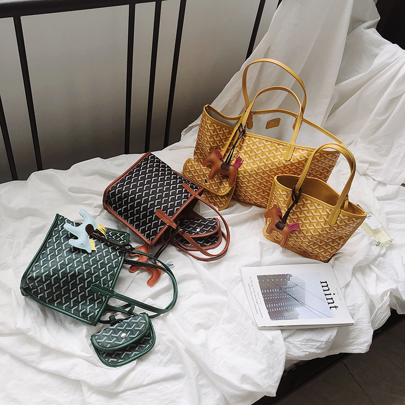 宏唯新品狗牙包菜篮子单肩手拎包包手提女神节托特包女神节包包女 黄色 小号 送小马