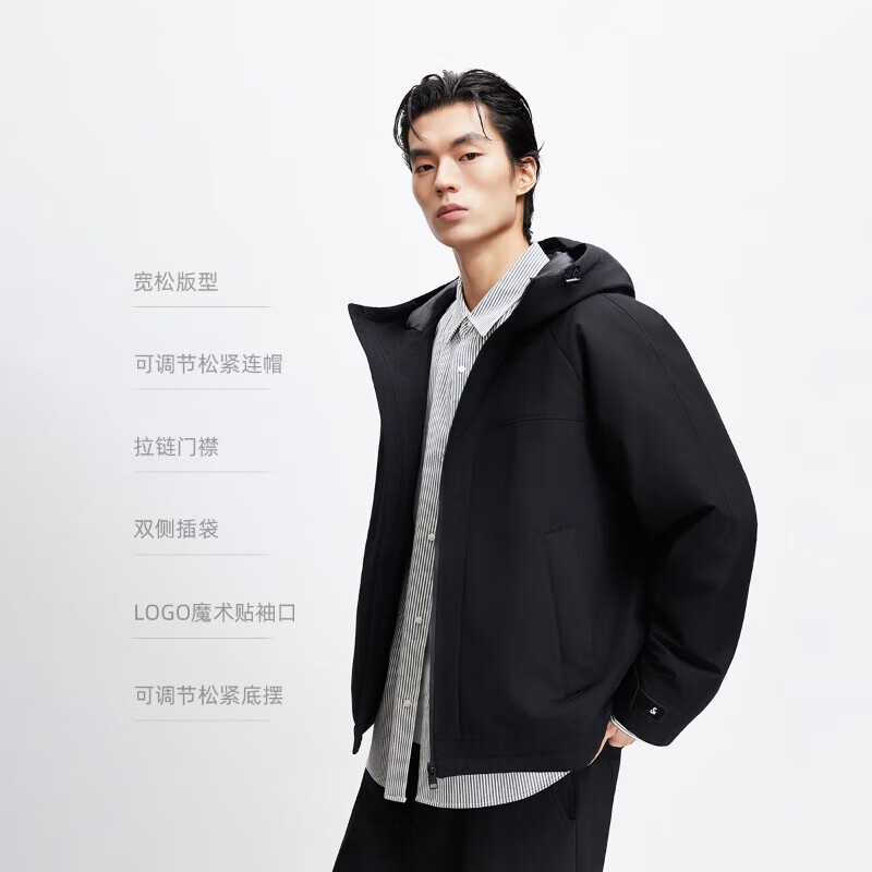 杰克·琼斯(JACK&JONES)冬季男装潮流休闲宽松羽绒服合集 225412033黑色 M (175)