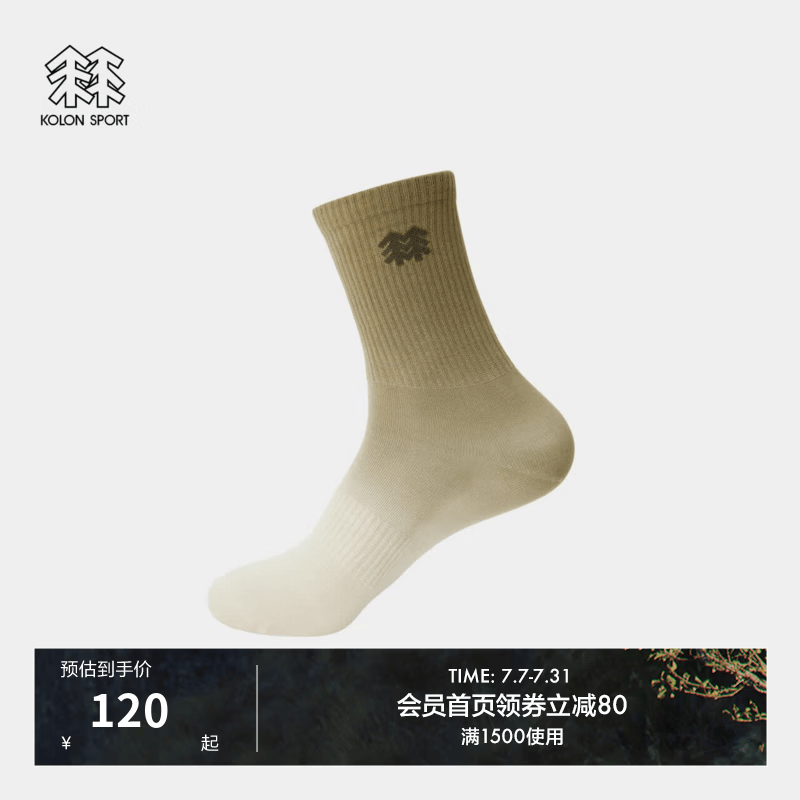 KOLON SPORT/可隆户外运动袜 男女同款抗菌露营渐变中筒袜 LUSC6ST524-DN 深棕色 24