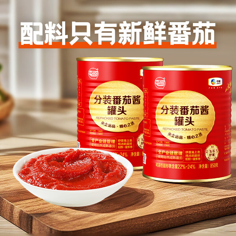 屯河番茄酱850g实惠大罐装储备罐头意大利面酱餐饮商用批发沙司调味酱 番茄酱850g*2罐【2-4周需求】26年新生产