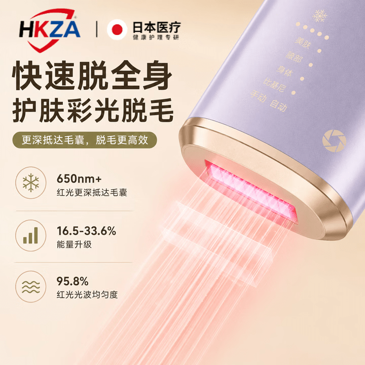 HKZA日本脱毛仪冰点家用激光全身脱毛医用不伤肌肤私处剃毛腿腋下唇毛 【绚丽紫】冰点Pro-强效脱毛+冰点不痛