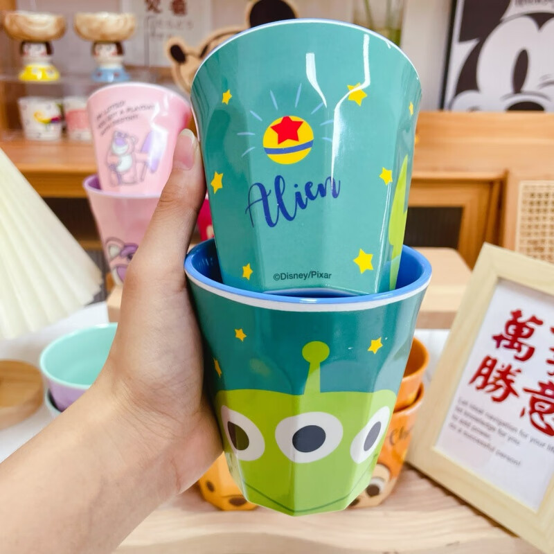 飆酷密胺樹脂杯子Hap Life 卡通動漫兒童成人耐摔密胺杯漱口杯飲料杯 綠色三眼仔密胺杯