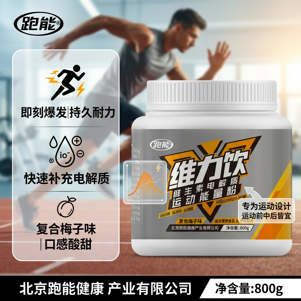 跑能润维力饮补充运动营养电解质能量粉多重维生素水冲剂饮料梅子味 【专业队配方】电解质营养 800g*1桶 送水袋1个