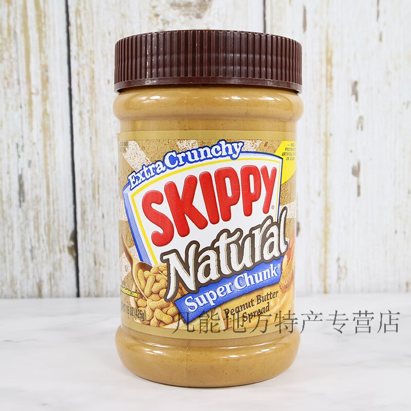 美国四季宝粗粒幼滑蜂蜜花生酱涂抹吐司早餐Skippy Peanut Butter425g 天然颗粒Natural