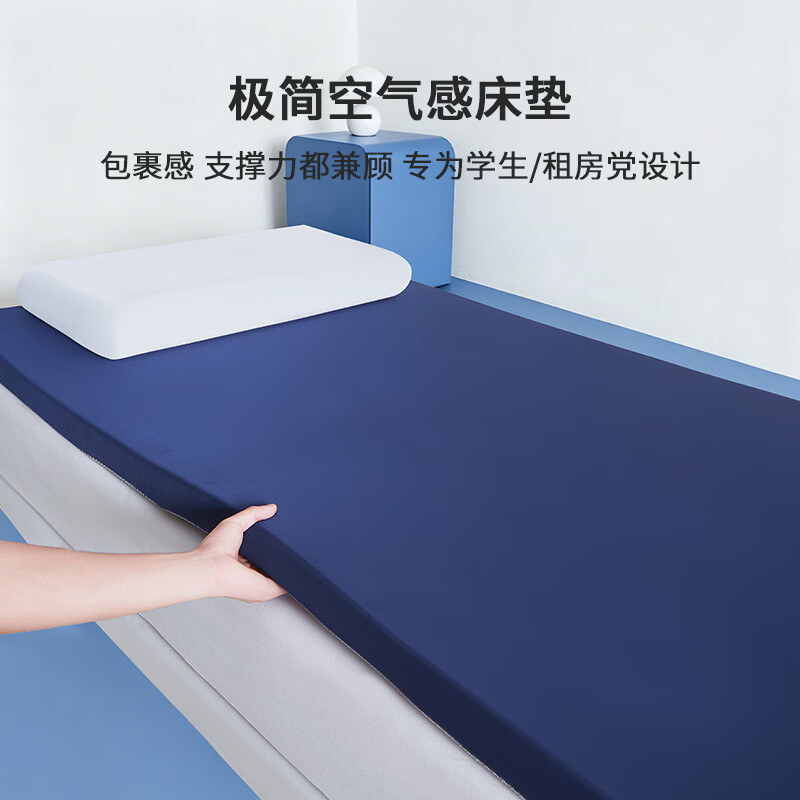罗兰家纺慢回弹记忆棉床垫软垫榻榻米家用床褥学生宿舍折叠租房海绵垫子 LN极简空气记忆棉垫-蓝色 90x190cm 约7斤