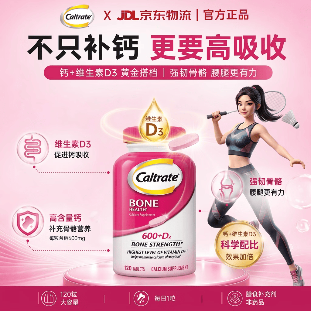 钙尔奇(Caltrate)钙片碳酸钙d3成人钙片女士孕妇专用女性40-50岁补钙送礼长辈D600 【小瓶尝鲜】成人钙片女士 120粒*1瓶