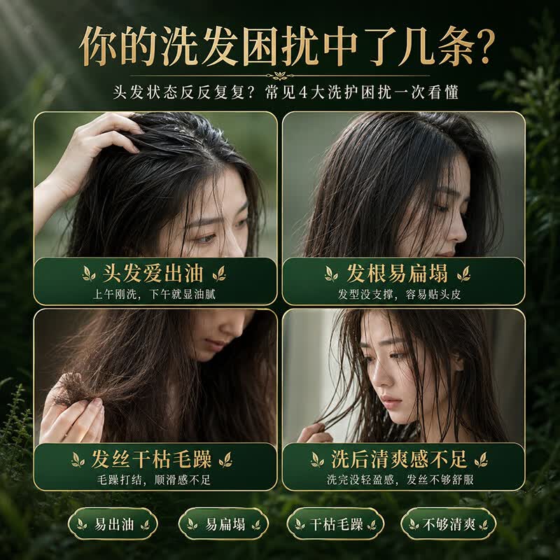 VSZE【草本精粹】乌斯曼草侧柏叶洗发皂液控油 蓬松植萃修护强韧发根 乌斯曼洗发水500ml×2瓶