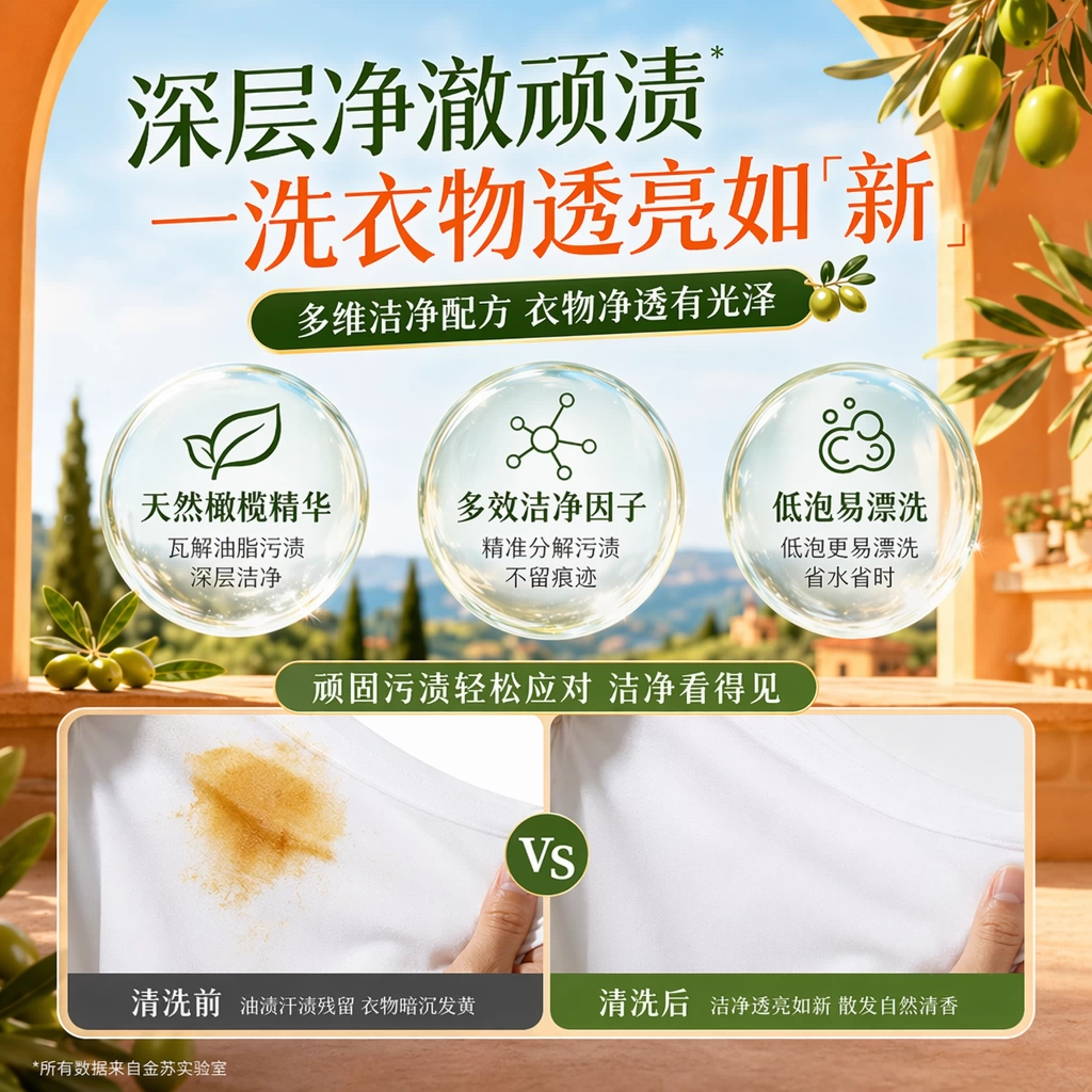 金苏橄榄迷迭香精华香氛柔顺家用洗衣液去油污渍去黄持久留香深层洁净 【橄榄迷迭香精华丨1袋装5.6斤】1袋瓦解12大污渍