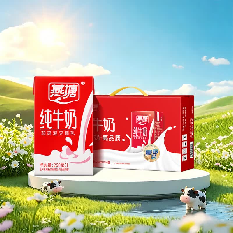 燕塘 全脂纯牛奶 250ml*24盒 整箱礼盒装 营养早餐奶  3.3g蛋白