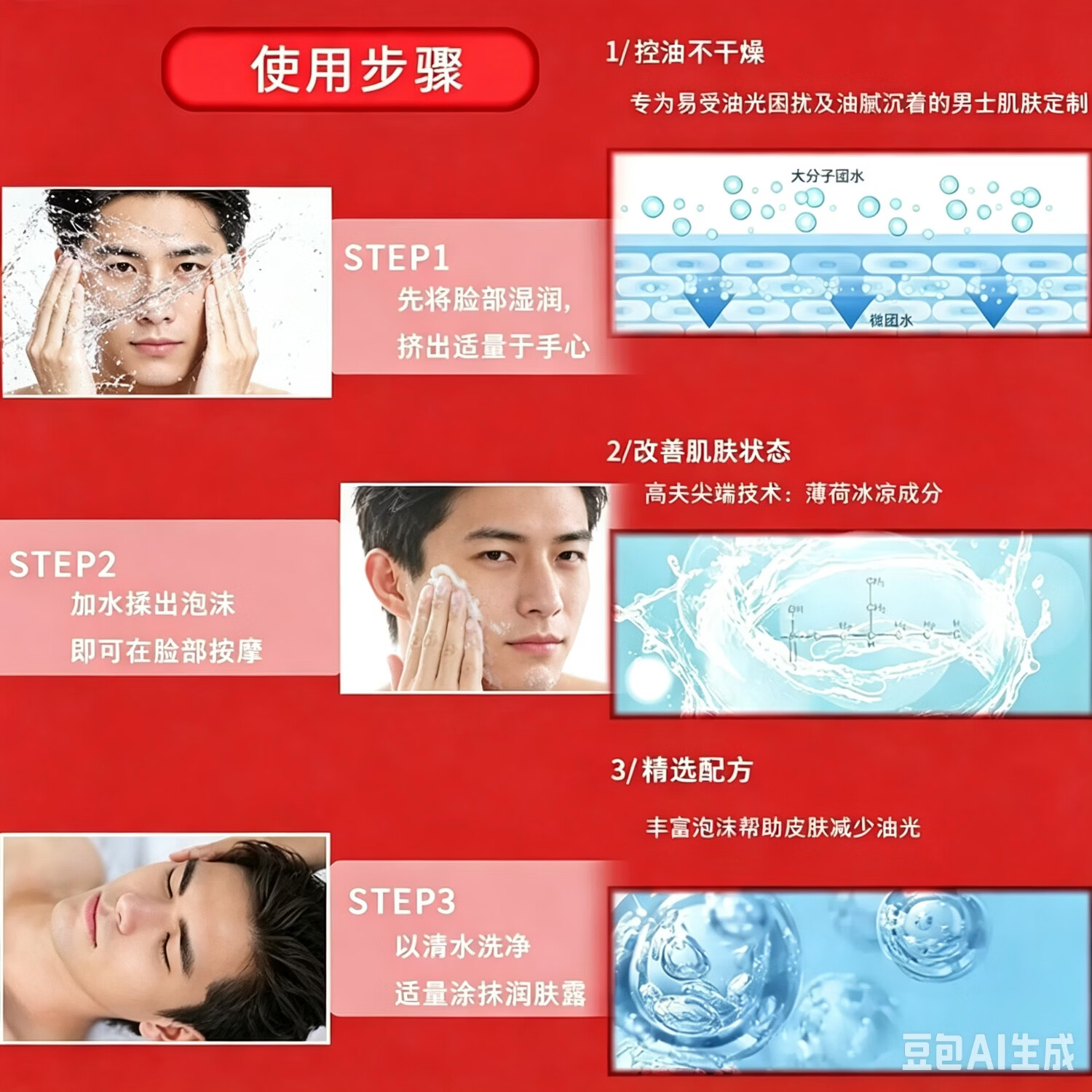 高夫倾颜男士磨砂洁面乳 清爽控油保湿清洁角质洗面奶 120g