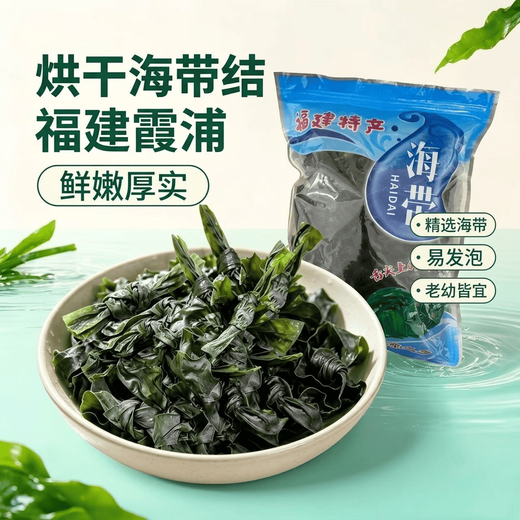 霞浦特产烘干海带结无沙免洗火锅食材麻辣烫关东煮卤味凉拌煲汤 烘干海带结200克【无沙免洗】