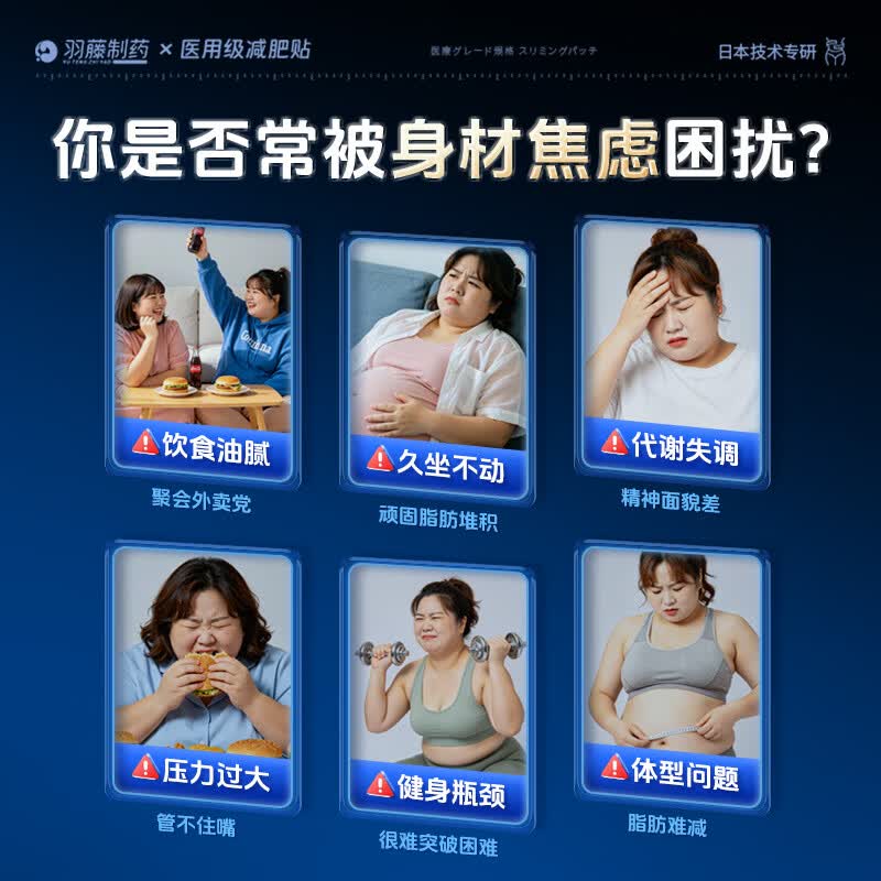 羽藤制药医用减肥贴减肥瘦肚子燃脂7天30斤大肚子神器排油瘦身正品不反弹 【减肥贴燃脂】丨1盒装 至快次日达&无效包售后&日本品牌