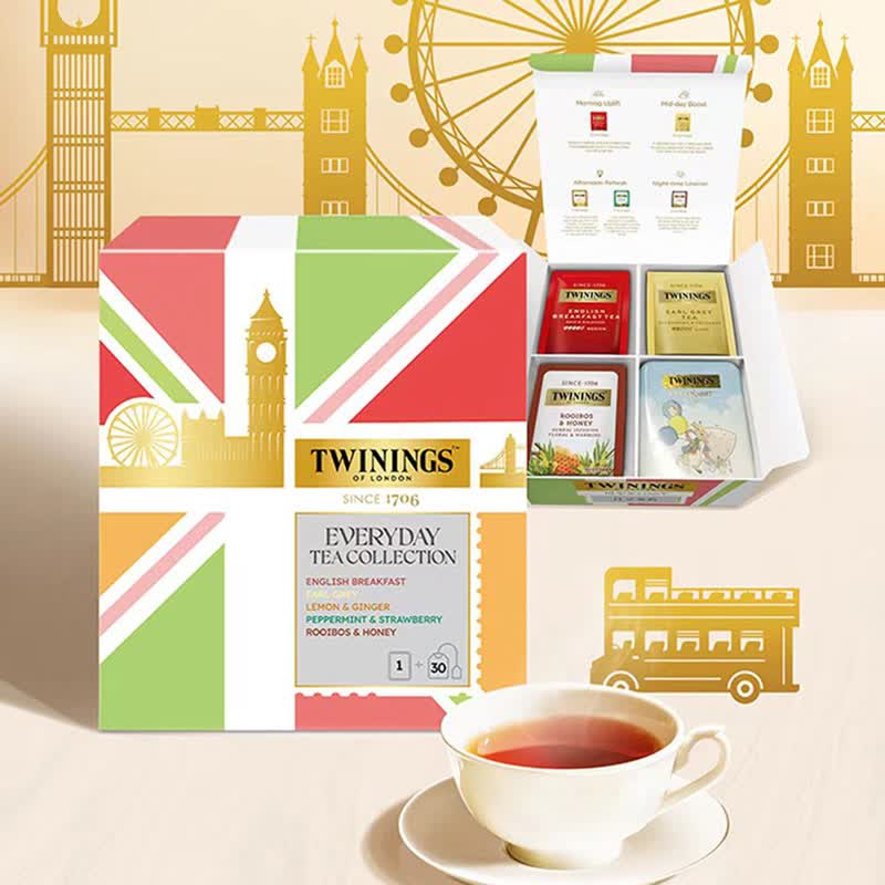 TWININGS川宁进口日享茶韵5口味60g混合口味红茶柠檬干姜花草茶水果茶包