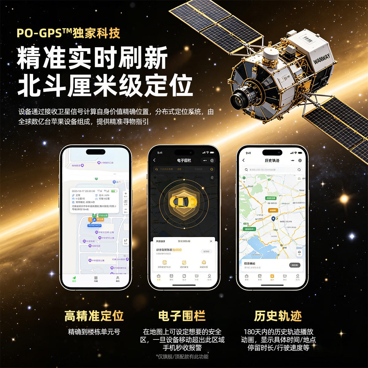 WANWAYTECHGPS定位器追踪器防丢器宠物儿童老人北斗精准查找定位器防丢神器 尊贵版 黑色【安卓/鸿蒙/苹果通用】 5年质保换新 180天历史轨迹回放 全程0费用