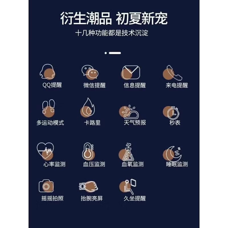 华为手机适用2026新款智能手表表男女多功能计步来电消息提醒移动电源 升级白