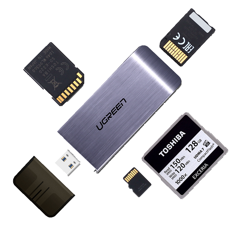 绿联 读卡器多合一usb3.0高速sd卡多功能小型迷你tf大卡单反佳能相机内存卡cf卡u盘通用读卡器 多卡多读-SD/TF/CF/MS四合一（铝合金款） USB3.0