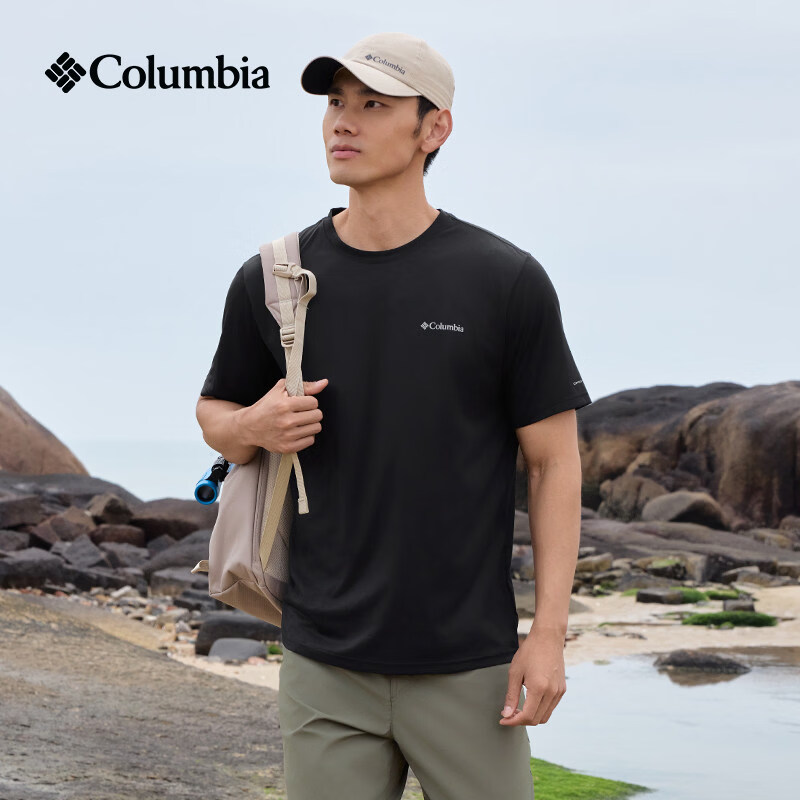 哥伦比亚（Columbia）26春夏短袖T恤男户外休闲速干吸湿透气圆领半袖t恤AE1419/AJ1419 AJ1419/010 L 180/100A