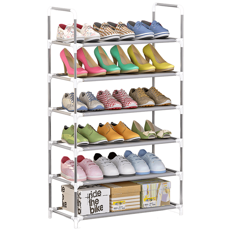 索尔诺鞋架简易组合6层鞋架简易鞋柜宿舍寝室家用门口后客厅玄关多层鞋架层架 银灰色