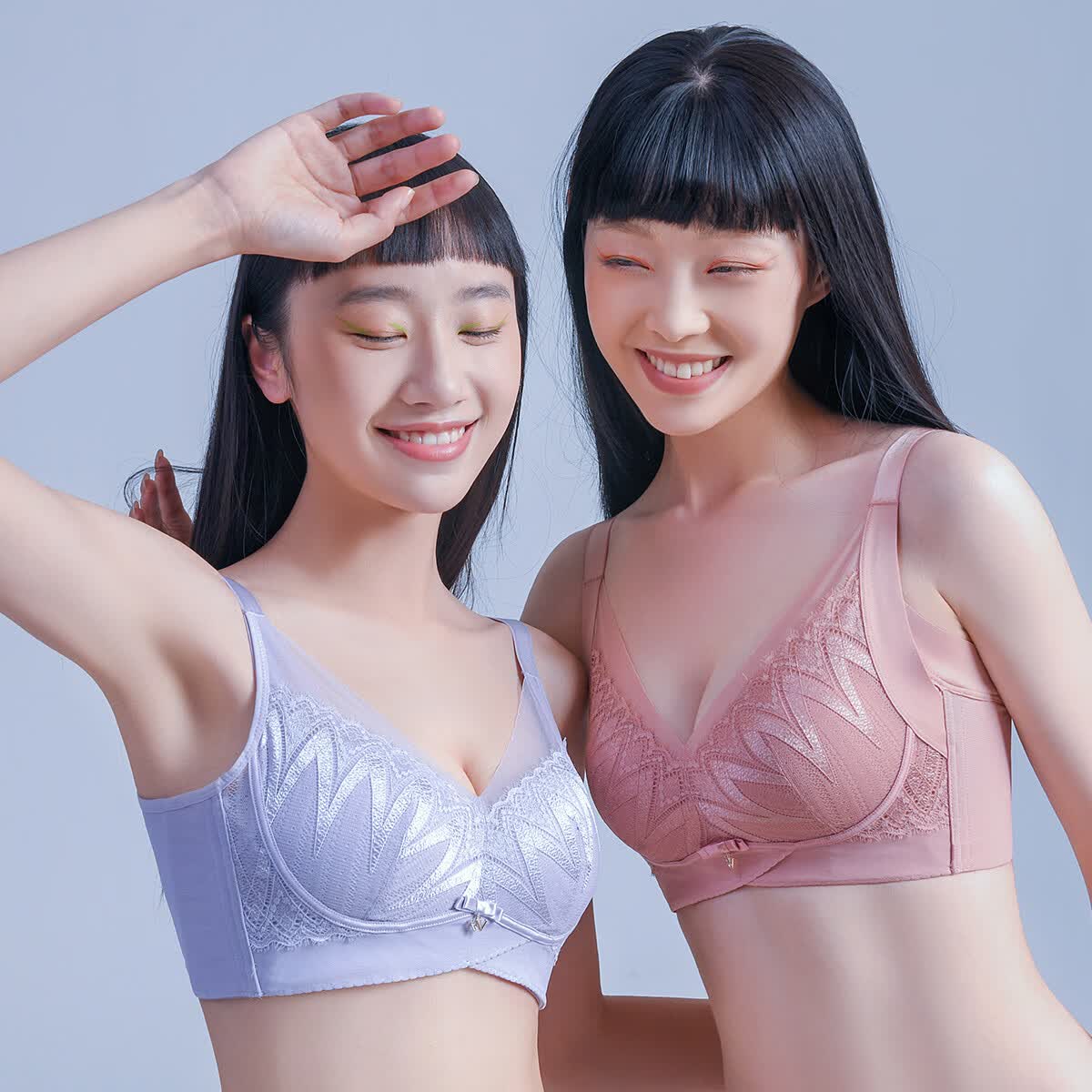 香蜜闺秀无钢圈内衣女士文胸聚拢防下垂收副乳上托性感蕾丝大胸显小胸罩 3112057灰紫 70B