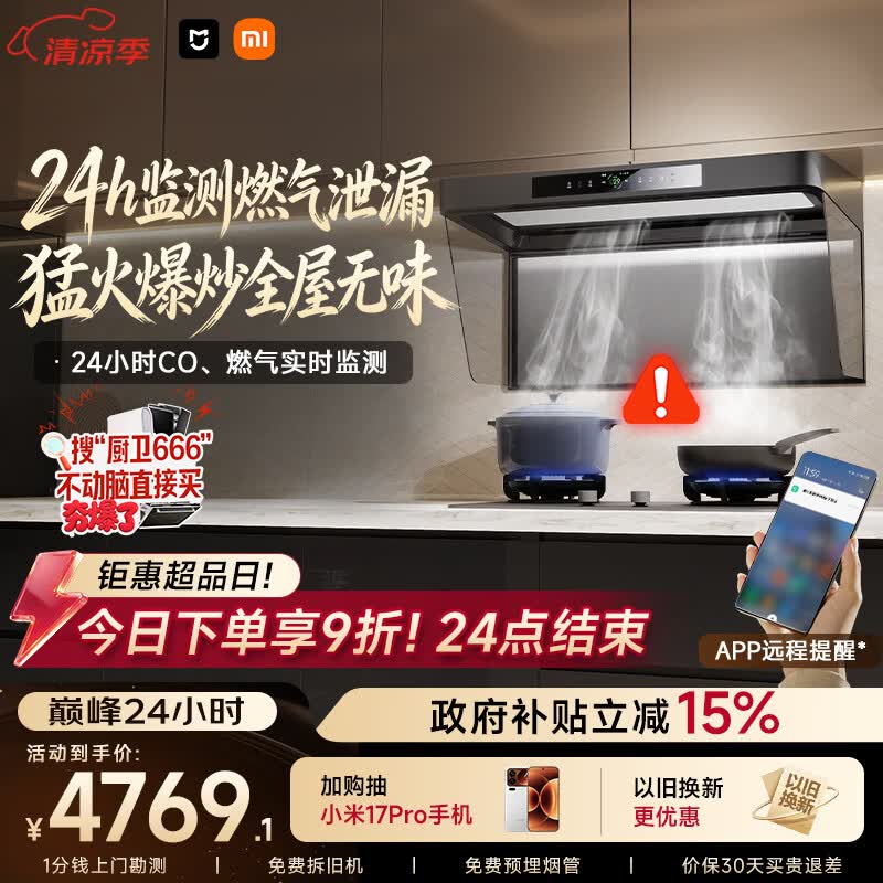 米家小米抽吸油烟机炉灶套装净烟机P2以旧换新上门安装家用大吸力 【高热效燃气灶套装】MJ06CY