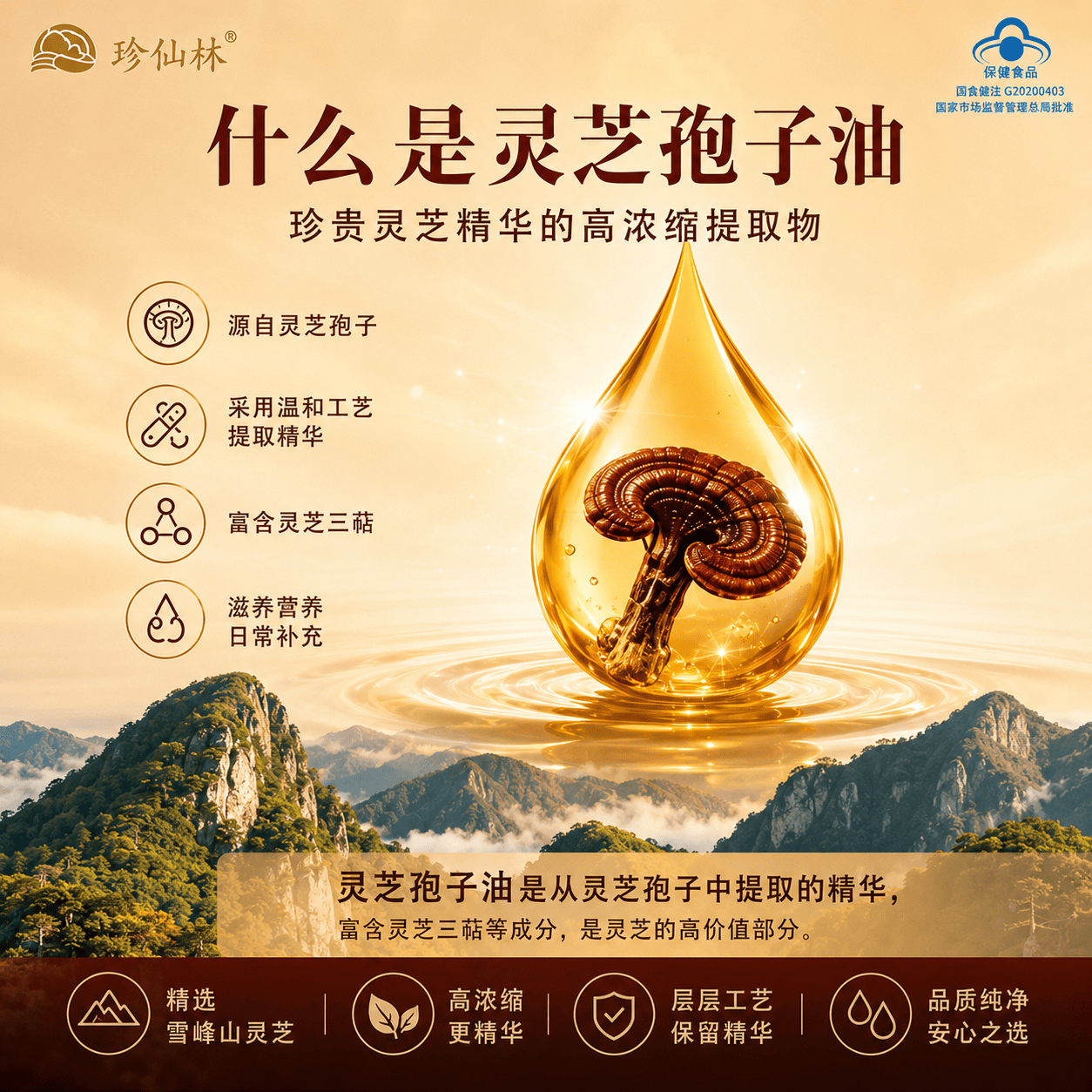 珍仙林破壁灵芝孢子粉孢子油胶囊增强免疫力 灵芝孢子油胶囊【推荐装】 60粒*2盒