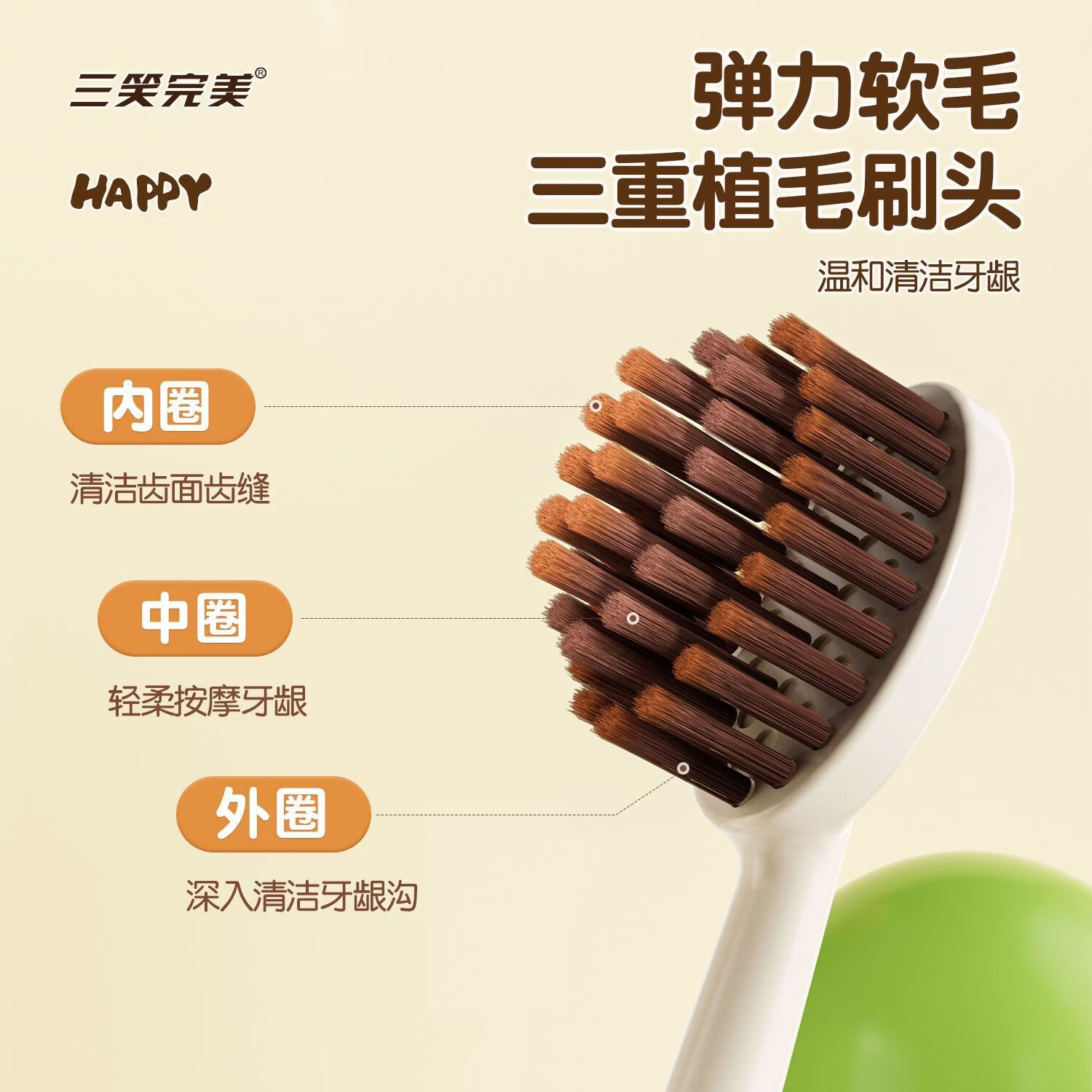三笑完美胖东来同款巨无霸牙刷软毛高档宽头凸面山形护龈小孩家庭装儿童 胖东来同款巨无霸儿童牙刷 6支