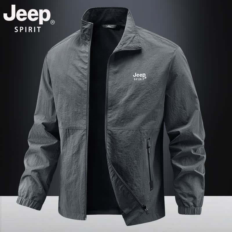 JEEP SPIRIT吉普夹克春秋男士立领薄款百搭休闲透气工装上衣外套 