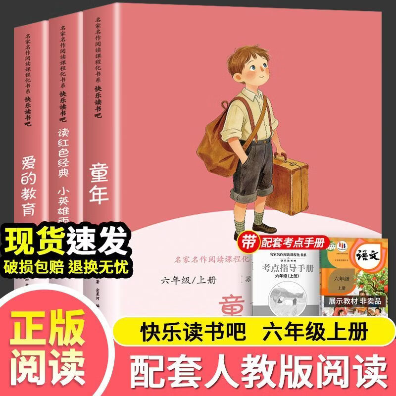 六年级上册快乐读书吧【当当正版包邮】童年+爱的教育+小英雄雨来 配套人教版课外阅读 快乐读书吧六年级上册童年小英雄雨来爱的教育同步人教版课本正版 3册【读书吧】童年+爱的教育+英雄雨来 (赠考点)