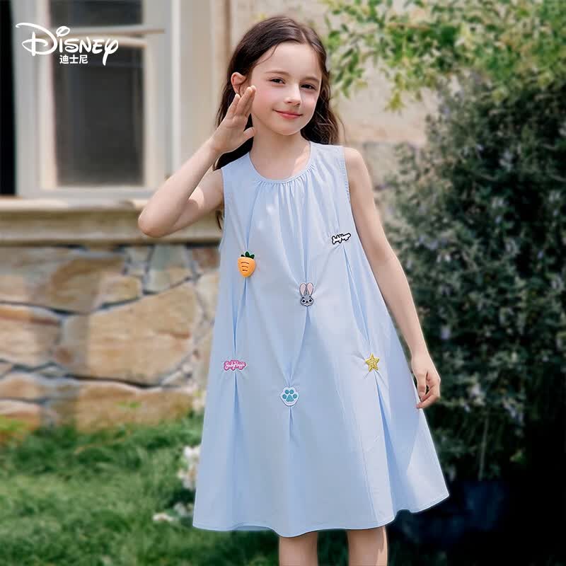 迪士尼(Disney)童装女童连衣裙2026夏季新款儿童公主裙女孩短袖裙中大 蓝色(ZYA2SQ112) 150 【建议身高145-155cm,体重70-85斤】