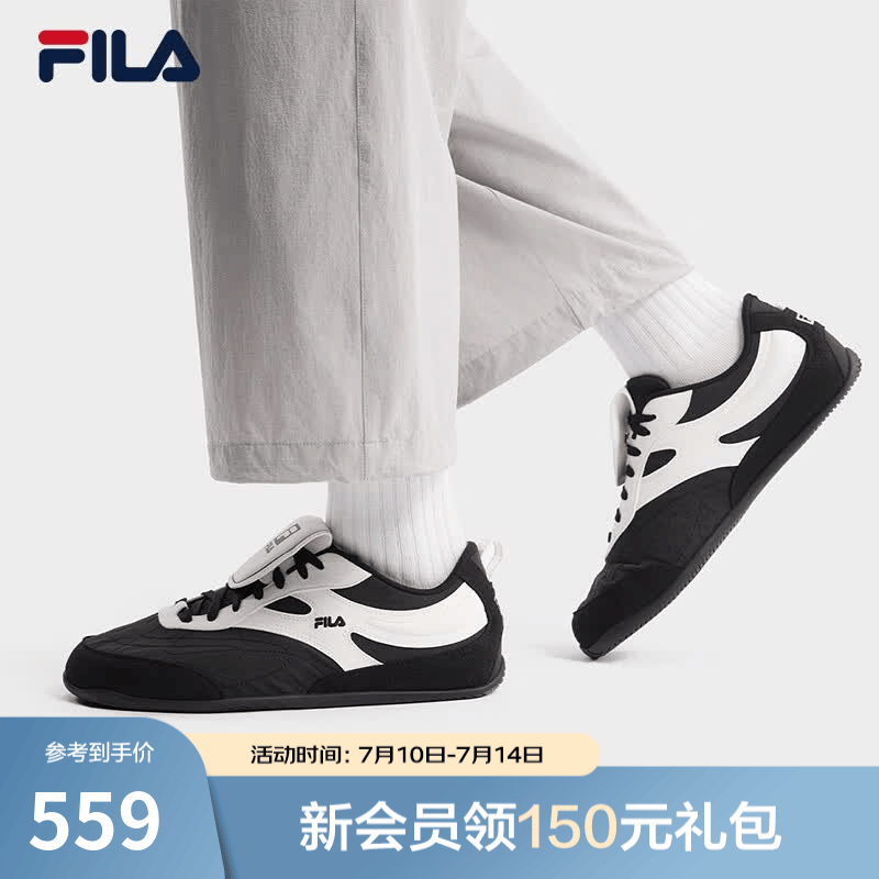 斐乐（FILA）薄巧鞋涟漪鞋斐乐男鞋德训鞋2026夏季新款薄底鞋休闲鞋 黑/标准白-BC 40.5