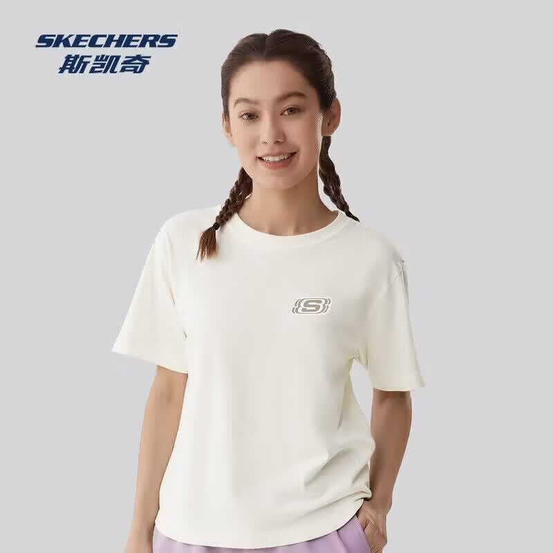 斯凯奇（Skechers）男女同款中性短袖衫 棉花糖白/0074 M