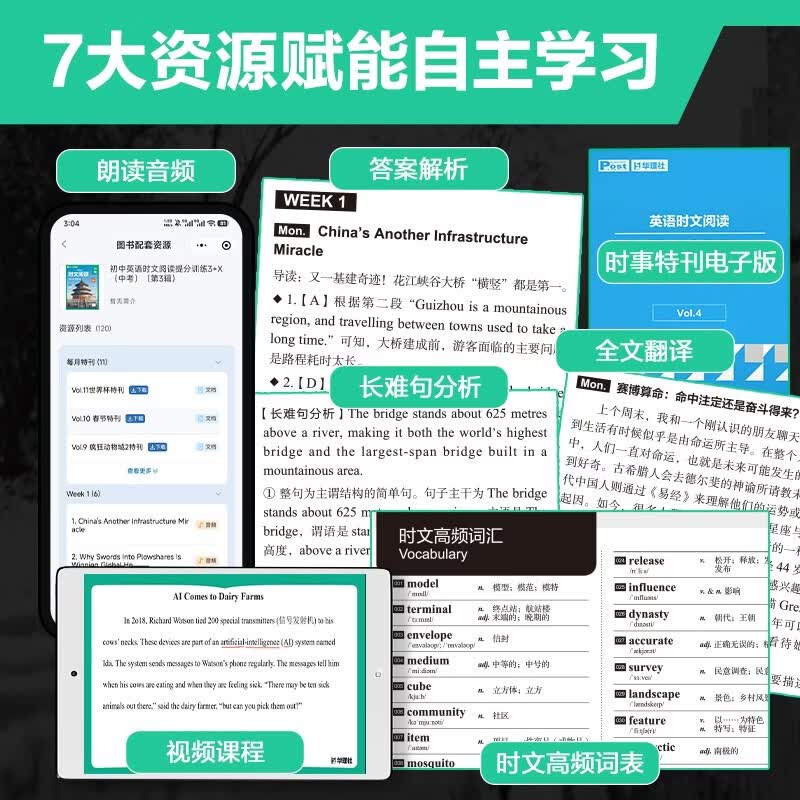 华理社2026新版第3辑 初中英语时文阅读提分训练3+X(9年级中考)上海学生英文报SSP 含音频视频 答案详解 全文翻译 时文高频词汇每月赠特刊