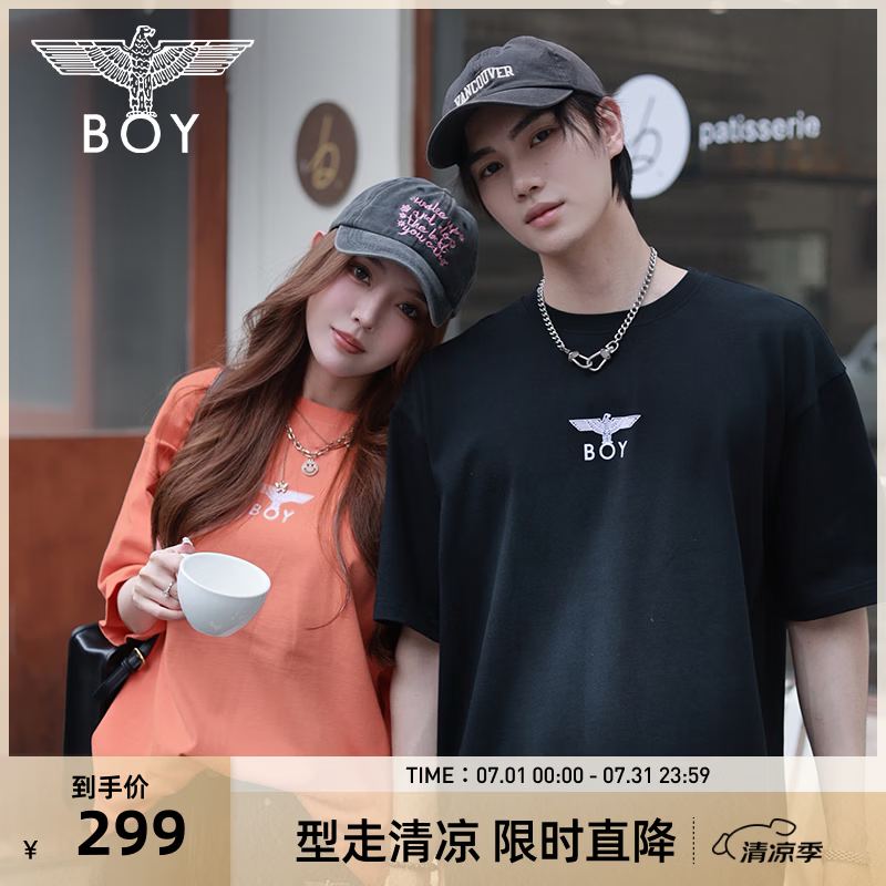 BOY LONDON【蝴蝶少女】夏季短袖简约蝴蝶印花潮牌T恤上衣N01068 粉色 M