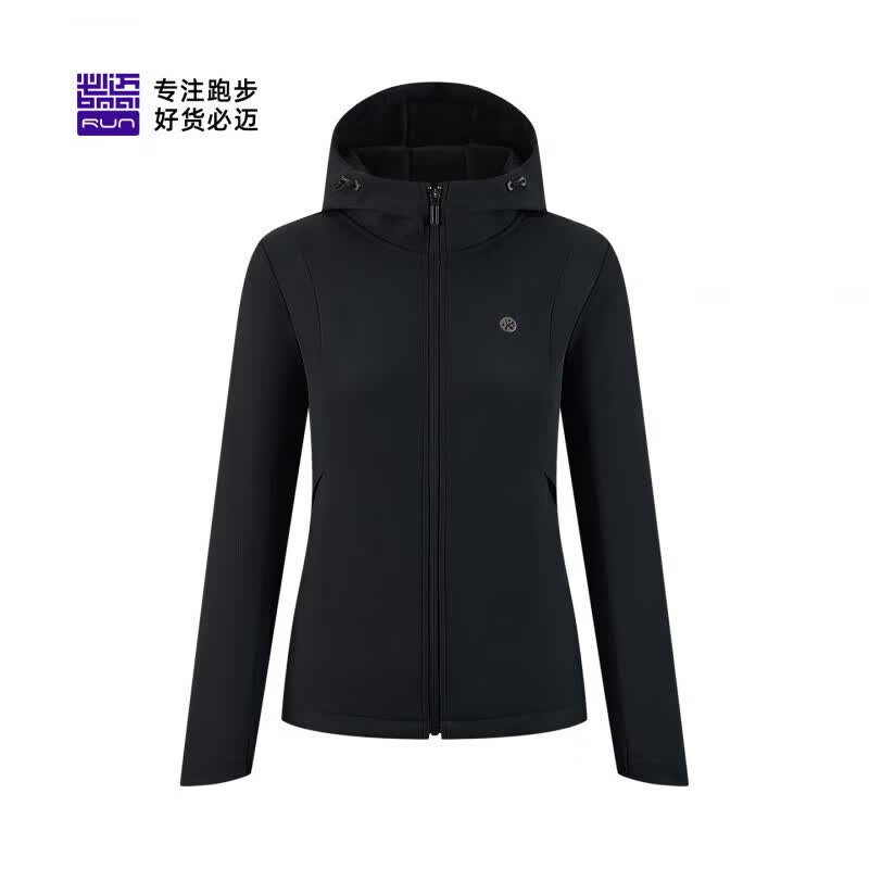 必迈运动保暖软壳衣户外防风加绒夹克女款跑步训练外套 夜幕黑【女】 L