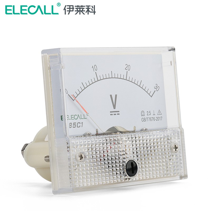 伊莱科(elecall) 直流电压表85c1 指针式表头安装式小型机械伏特表1~3