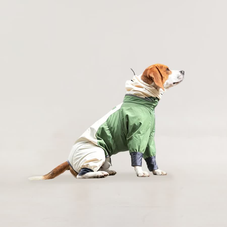 KUOSER狗狗四脚衣服冲锋衣户外防水防尘防污中大型犬边牧宠物春夏雨衣 墨杉绿 4XL【胸围87cm丨衣长56cm】