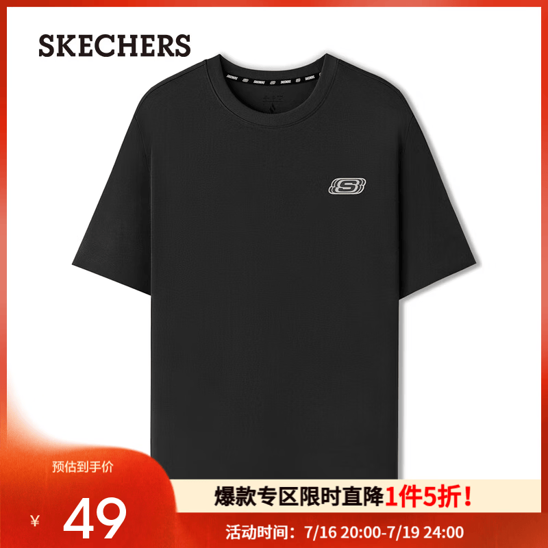 斯凯奇（Skechers）男女同款中性短袖衫L225U200 碳黑/0018 2XL