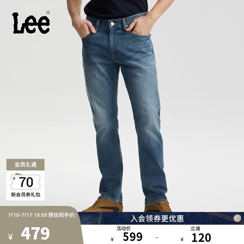 Lee26夏季新品标准中腰726直筒牛仔裤男中蓝色 中蓝色 29