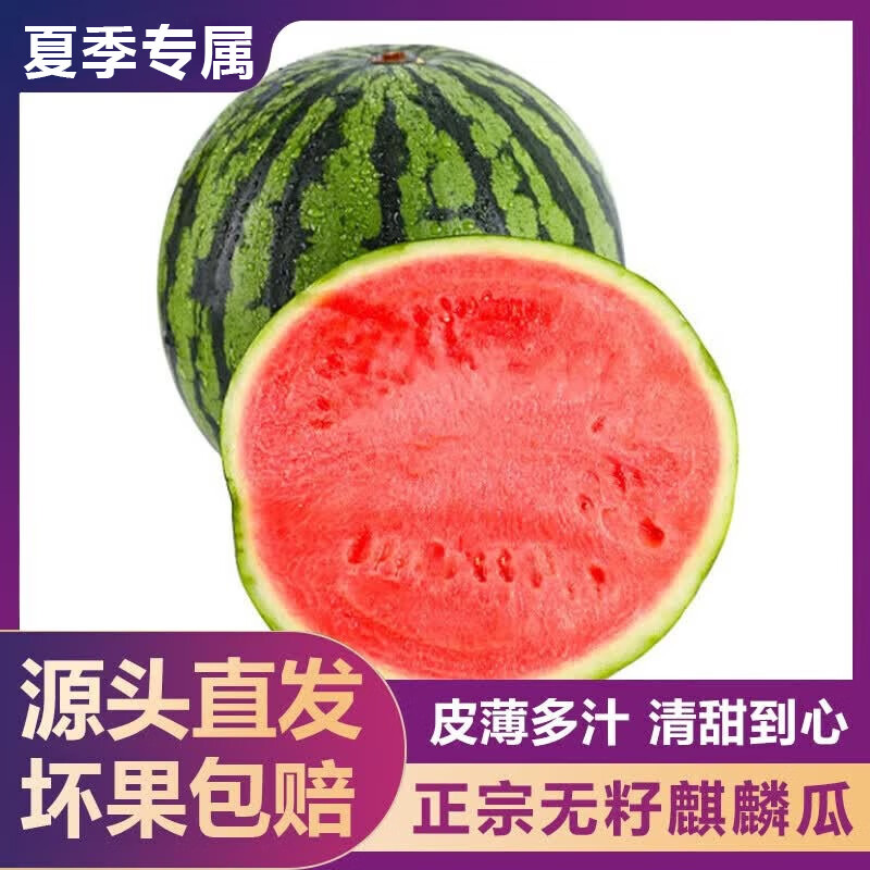 莎凰新鲜无籽麒麟西瓜 香甜多汁 新鲜水果 5-7斤