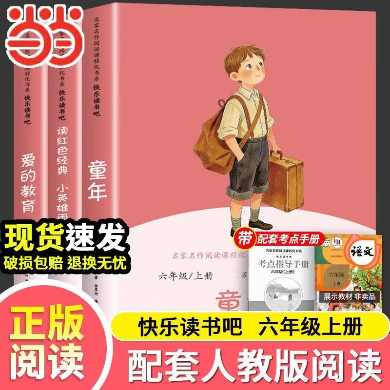 六年级上册快乐读书吧【当当正版包邮】童年+爱的教育+小英雄雨来 配套人教版课外阅读 快乐读书吧六年级上册童年小英雄雨来爱的教育同步人教版课本正版 3册【读书吧】童年+爱的教育+英雄雨来 (赠考点)